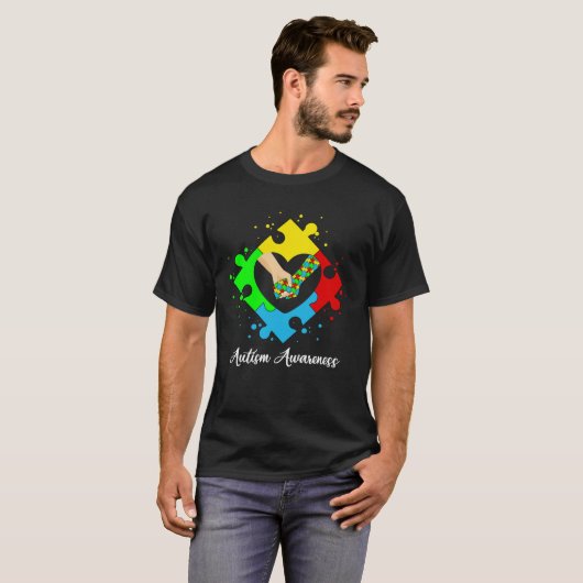 Holding Hands In Heart Puzzle Autism Awareness Sup T-shirt (Voorkant volledig)