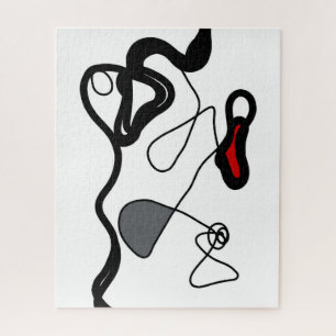 Holding Pattern: Abstract zwart, wit, grijs & rood Legpuzzel