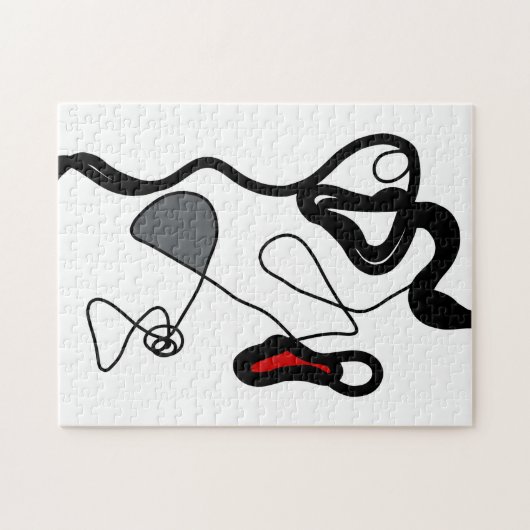 Holding Pattern: Abstract zwart, wit, grijs & rood Legpuzzel (Horizontaal)