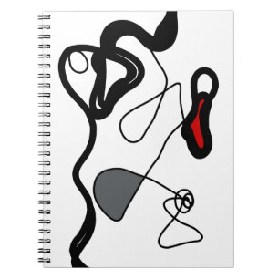 Holding Pattern: Abstract zwart, wit, grijs & rood Notitieboek