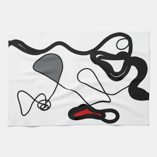 Holding Pattern: Abstract zwart, wit, grijs & rood Theedoek (Horizontaal)