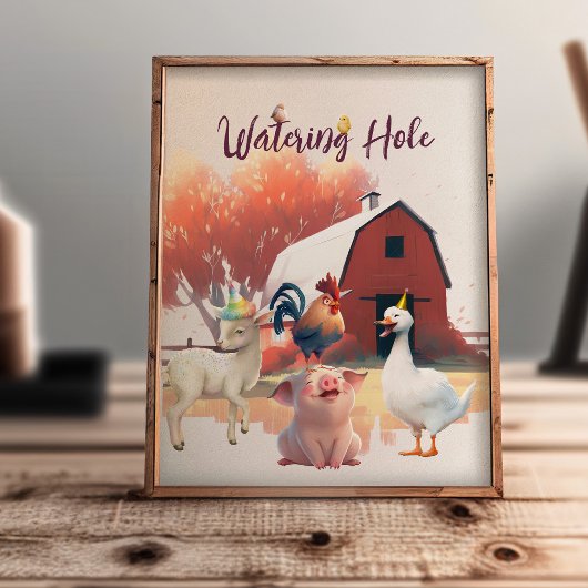 Hole d'eau Animaux de ferme Anniversaire Poster