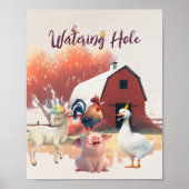 Hole d'eau Animaux de ferme Anniversaire Poster (Devant)
