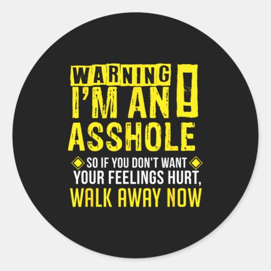 Hole Holes Warning Profanity Fun Gag Gift  Ronde Sticker (Voorkant)