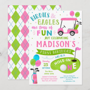Hole in één Golf 1st Birthday Par-T-shirt uitvindi Kaart