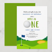 Hole in één Golf Birthday party Kaart (Voorkant / Achterkant)