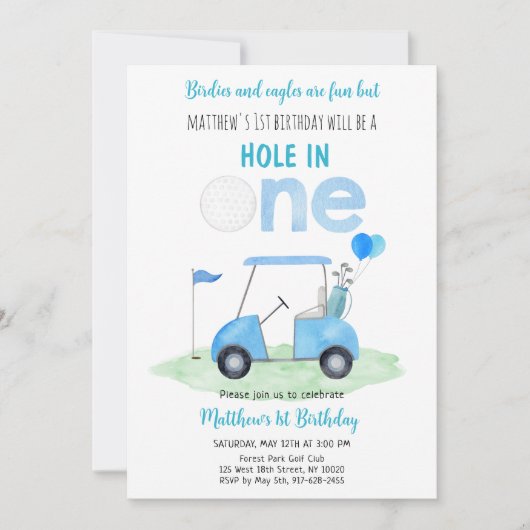 Hole in één Golf eerste verjaardag Kaart (Voorkant)