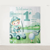 Hole in One 1e verjaardag jongen golf par-tij Wandkleed (Voorkant)