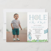 Hole in One Blue Golf Afbeelding 1e verjaardag Kaart (Voorkant)