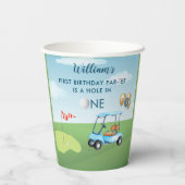 Hole in One Boy Golf Par-t-shirt 1e Verjaardag Papieren Bekers (Achterkant)