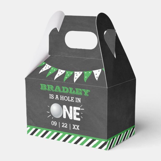 Hole in one boys Golf 1st Birthday Par-t-shirt Bedankdoosjes (Voorkant Zijde)