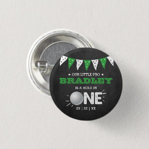 Hole in one boys Golf 1st Birthday Par-t-shirt Ronde Button 3,2 Cm