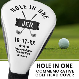 Hole in One Classic Golfer Aangepast Zwart & Wit Golfheadcover