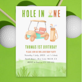 Hole In One First Birthday Party Kaart