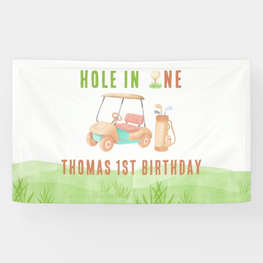 Hole In One First Birthday Party Spandoek (Horizontaal)