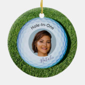 Hole-in-One foto getekend Golfbal Keramisch Ornament (Achterkant)