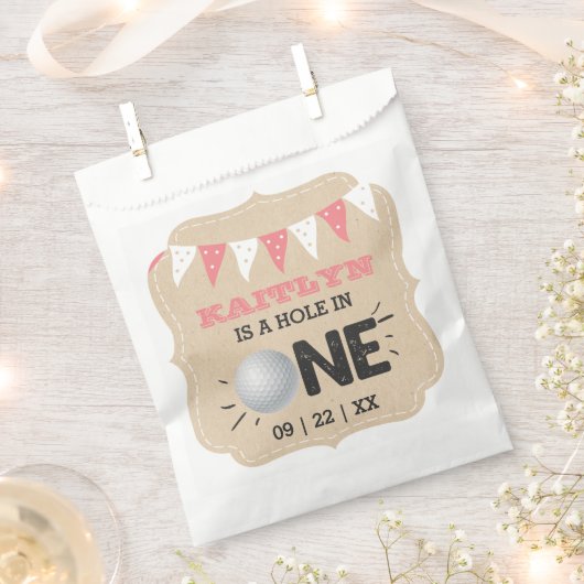 Hole in one Girls Golf 1st Birthday Par-t-shirt Bedankzakje (Geknipt)