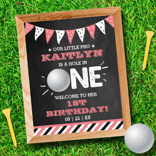 Hole in one Girls Golf 1st Birthday Par-t-shirt Poster