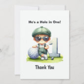 Hole in One Golf 1e verjaardag Bedankkaart (Voorkant)