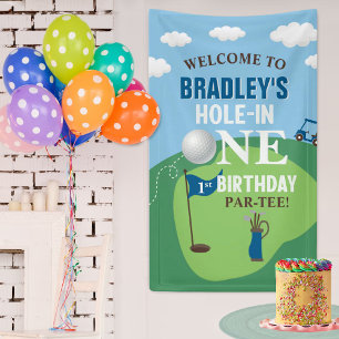 Hole in One Golf 1e verjaardag Welkom Spandoek