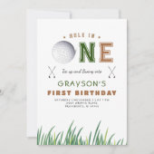Hole-in-One Golf 1e verjaardagsfeest Kaart (Voorkant)