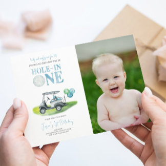 Hole-in-One Golf 1er Anniversaire Photo Invitation