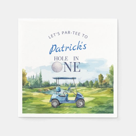 Hole In One Golf 1st Birthday Servet (Voorkant)