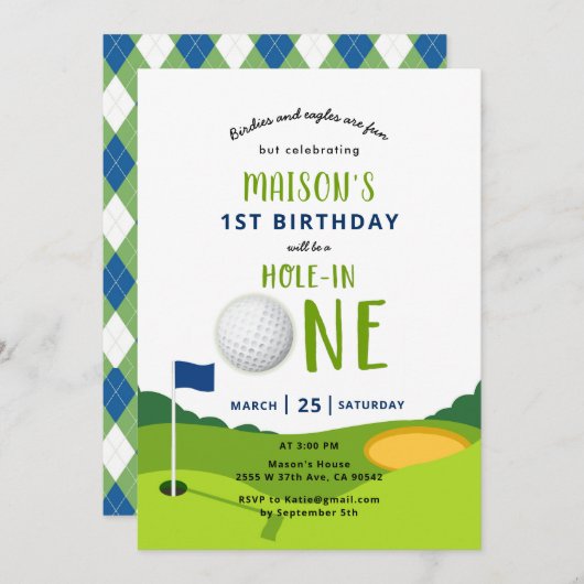 Hole In One Golf Anniversaire Par-tee Invitation (Devant / Derrière)
