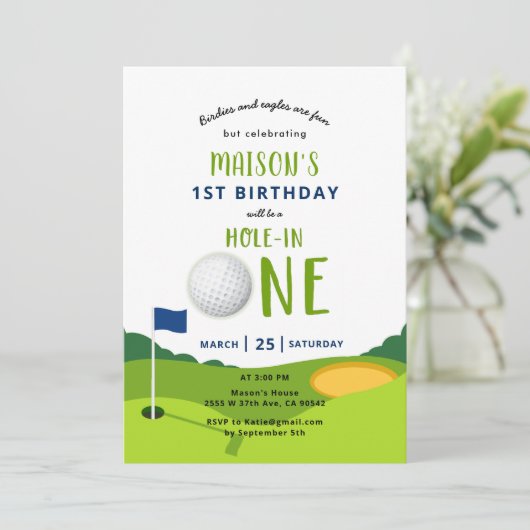 Hole In One Golf Anniversaire Par-tee Invitation (Debout devant)