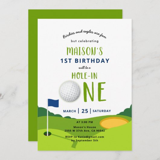 Hole In One Golf Anniversaire Par-tee Invitation (Devant / Derrière)