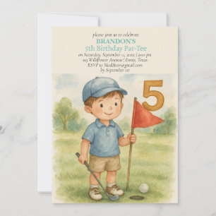 Hole in One Golf Boy 5e verjaardag Par-Tee Kaart