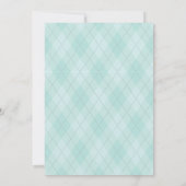 Hole in One Golf Boy Blue First Birthday Par-T-shi Kaart (Achterkant)