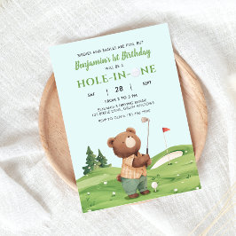 Hole in One Golf Boy Blue First Birthday Par-T-shi Kaart