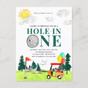 Hole in One Golf Boy Golfen Par-t-shirt 1e Verjaar Briefkaart