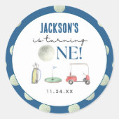 Hole in One Golf Boy Verjaardag Ronde Sticker (Voorkant)