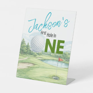 Hole in One Golf Eerste Verjaardag Piedestal Bord Reclamebord Met Voetstuk