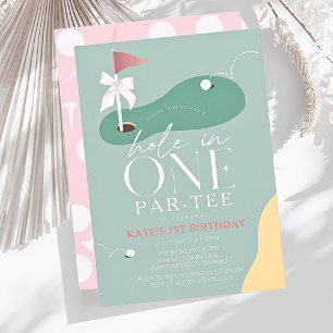 Hole in One Golf Fairway Par-Tee Girl 1ste verjaar Kaart