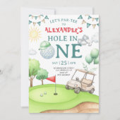 Hole in One Golf First Birthday Invitation  Kaart (Voorkant)