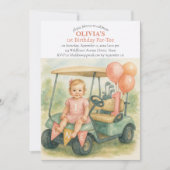 Hole in One Golf Girl 1e Verjaardag Par-Tee Kaart (Voorkant)