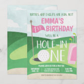 Hole in One Golf Invitation Girl Premier anniversa (Devant / Derrière)