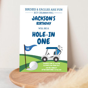 Hole In One Golf Par-tee 1e verjaardagsuitnodiging Kaart