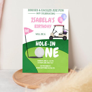 Hole In One Golf Par-tee 1e verjaardagsuitnodiging Kaart
