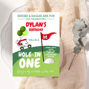 Hole In One Golf Par-tee 1e verjaardagsuitnodiging Kaart
