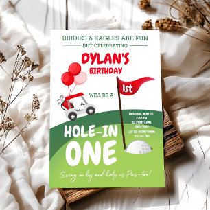 Hole In One Golf Par-tee 1e verjaardagsuitnodiging Kaart