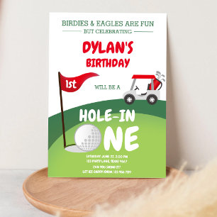 Hole In One Golf Par-tee 1e verjaardagsuitnodiging Kaart