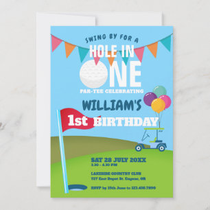 Hole In One Golf Partee 1e verjaardagsfeestje Kaart