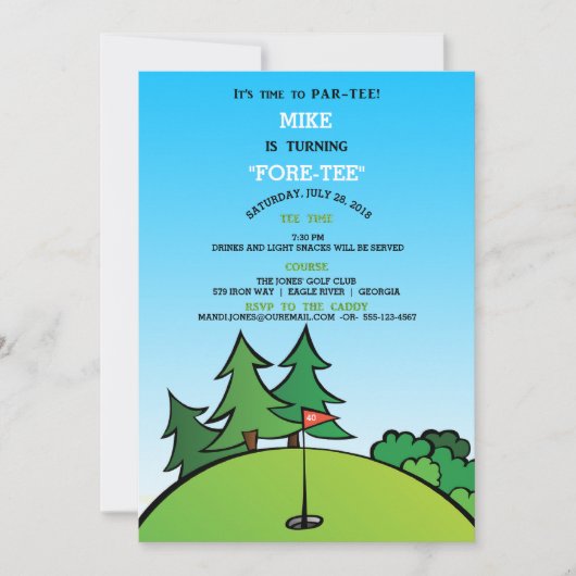 Hole in One Golf Verjaardagsfeestuitnodiging Kaart (Voorkant)