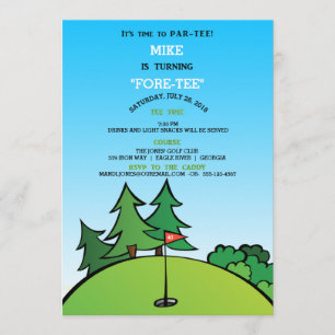 Hole in One Golf Verjaardagsfeestuitnodiging Kaart