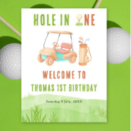 Hole In One Golf Welcome Birthday Party Poster