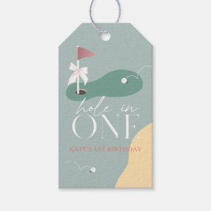 Hole in One Golfbaan Meisje 1e Verjaardag Cadeaulabel